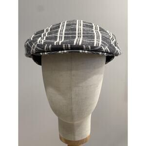 Bailey Of Hollywood Hat Cap Newsboy Mens Black Ramie Plaid Lined Casual L